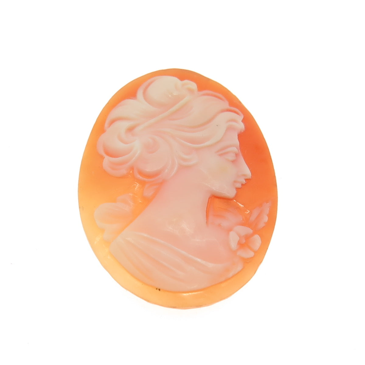 Antique Victorian Real Carved Mother-of-Pearl Floral Lady Cameo