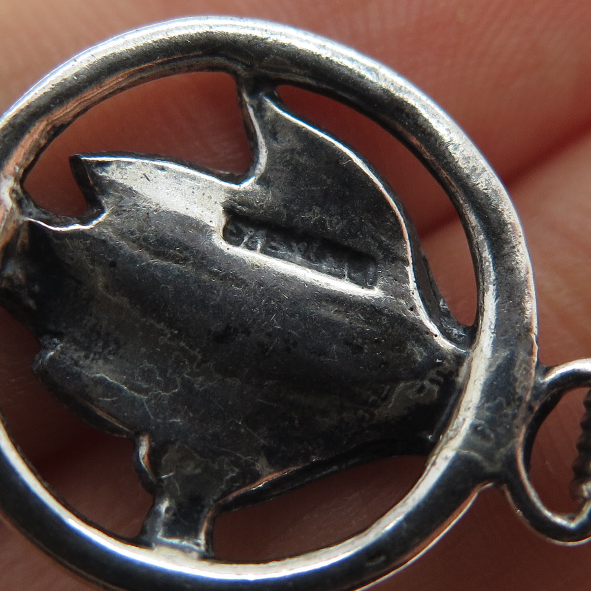 DANECRAFT 925 Sterling Antique Art Deco Floral Leaf Bracelet 6" (missing lock)