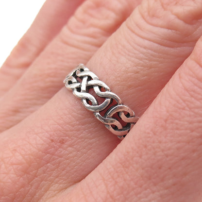 Peter Stone Sterling Silver Vintage Celtic Love Knot Oxidized Band Ring Size 7
