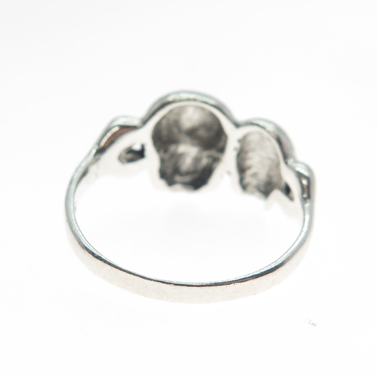 SKULLS & BONES 925 Sterling Silver Vintage Biker 3D Ring Size 9.25