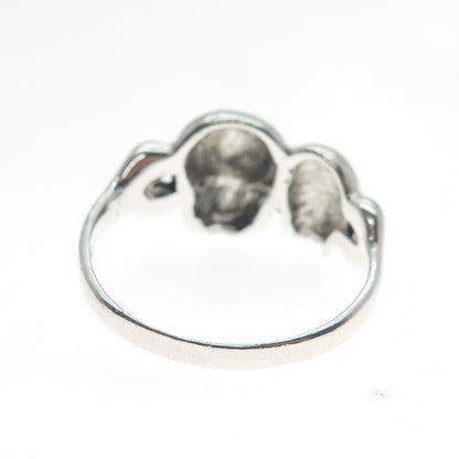 SKULLS & BONES 925 Sterling Silver Vintage Biker 3D Ring Size 9.25
