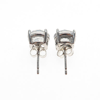 925 Sterling Silver Round-Cut C Z Stud Earrings