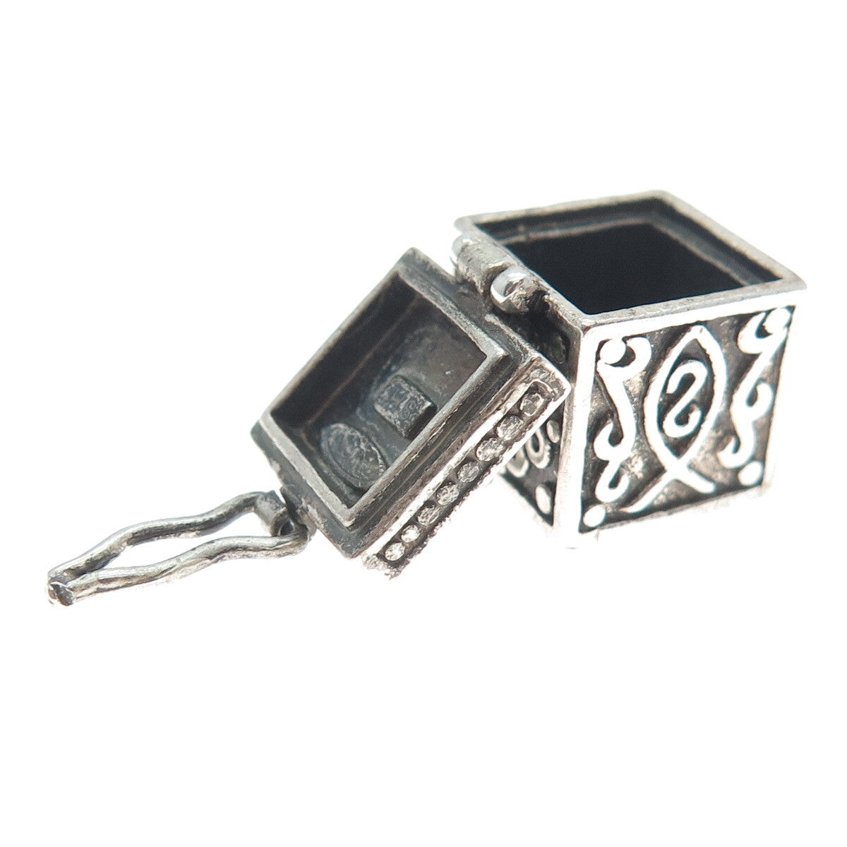 AVON 925 Sterling Silver Vintage Oxidized Minimalist Pill Box Charm Pendant