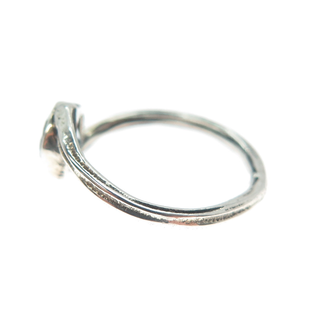 925 Sterling Silver Vintage Real Round-Cut Blue Topaz Bypass Ring Size 3.75