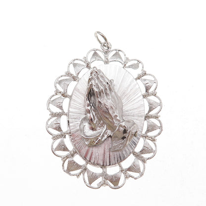 Art's Elegance 925 Sterling Silver Vintage Prayer Hands Religious Charm Pendant