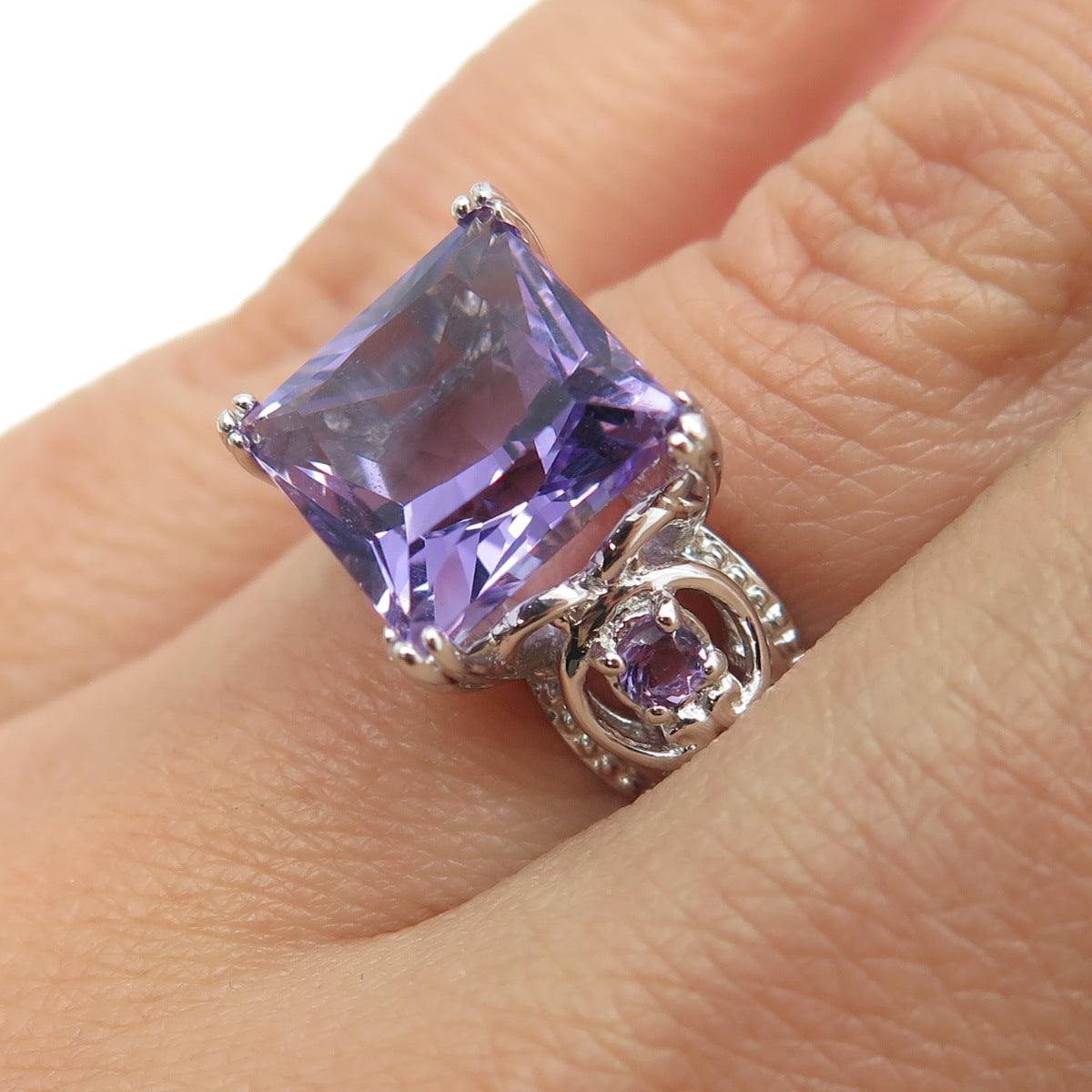 MICHAEL VALITUTTI Gems En Vogue 925 Sterling Silver Real Amethyst Ring Size 6