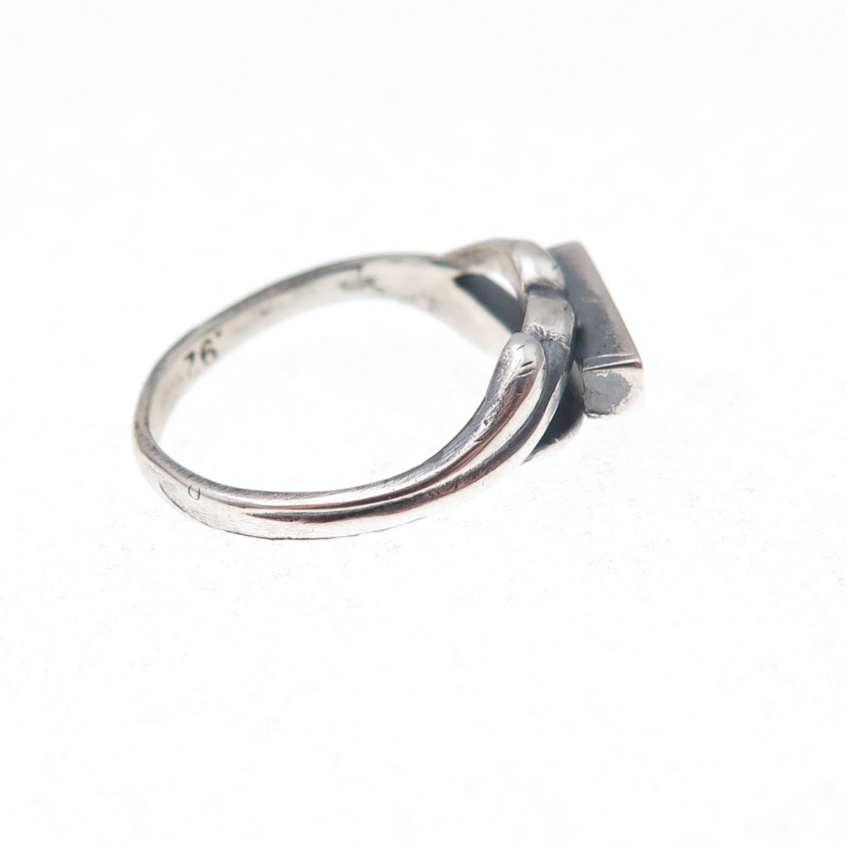 925 Sterling Silver Vintage Real Lapis Infinity Oxidized Ring Size 4.25