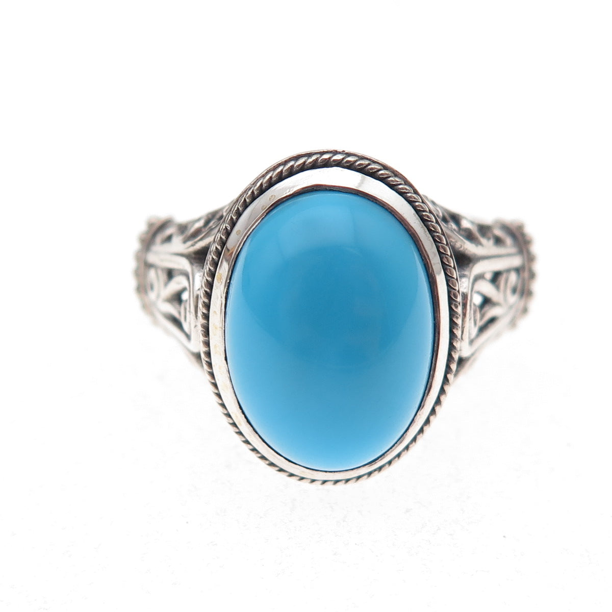 Samuel Benham 925 Sterling Silver Vintage Real Turquoise Oxidized Ring Size 9.25