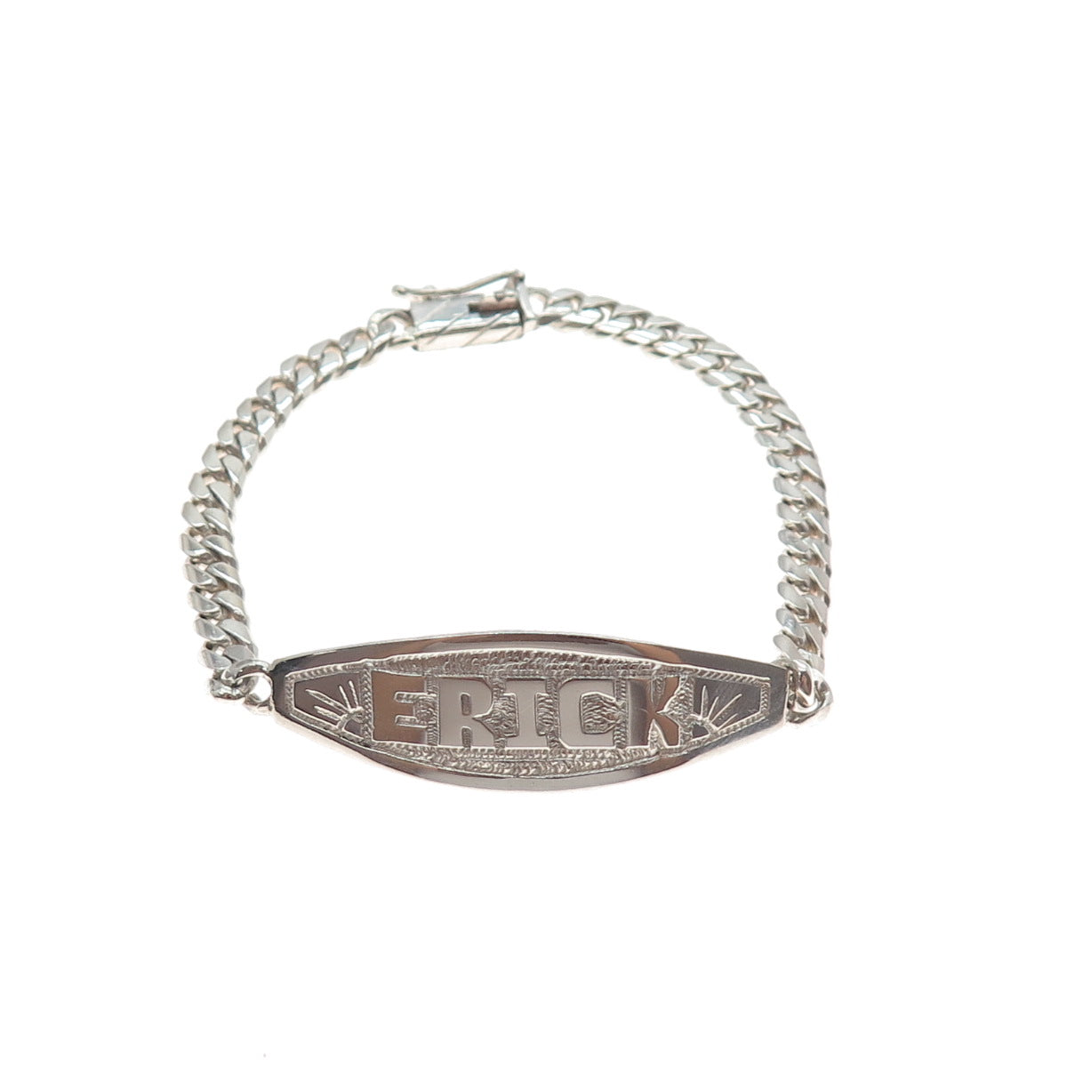 925 Sterling Silver Vintage Erick Nameplate Cuban Link ID Bracelet 6.5"