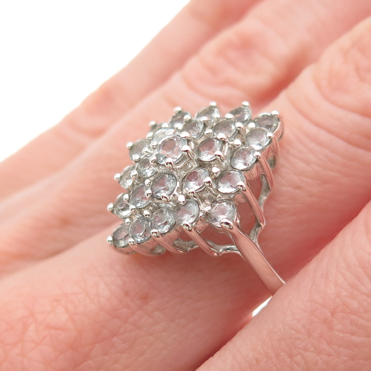 Ross Simons 925 Sterling Silver Vintage Real Blue Topaz Ring Size 8.25