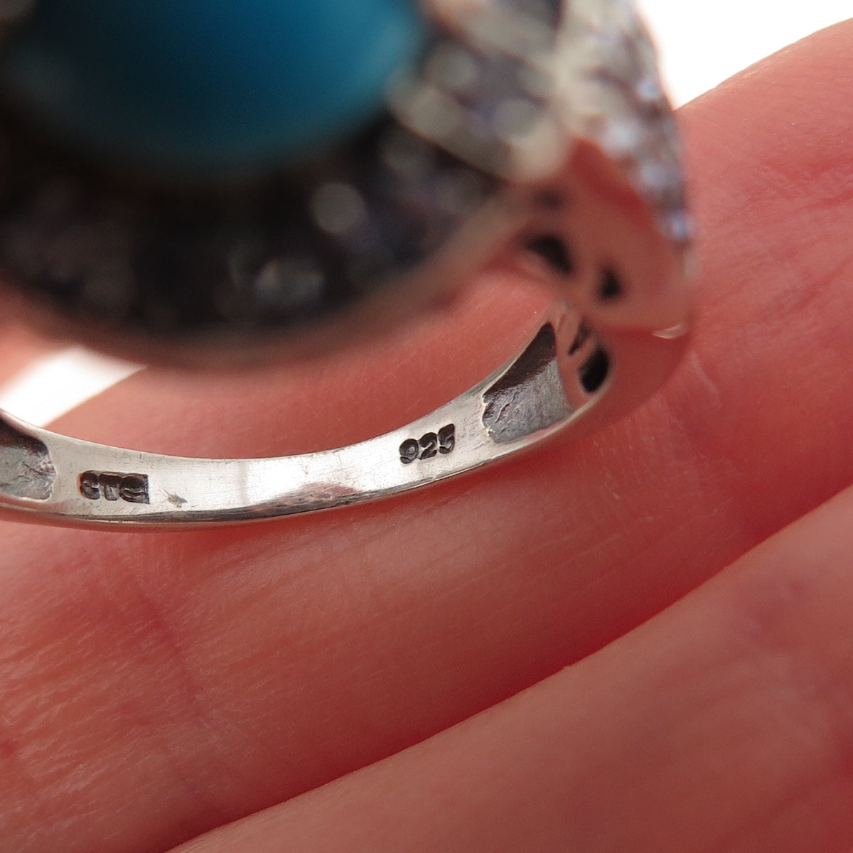 Chuck Clemency 925 Sterling Silver Real Turquoise & Tanzanite Ring Size 8.25