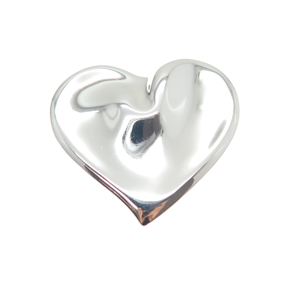 925 Sterling Silver Vintage Mexico Modernist Heart Pin Brooch / Pendant