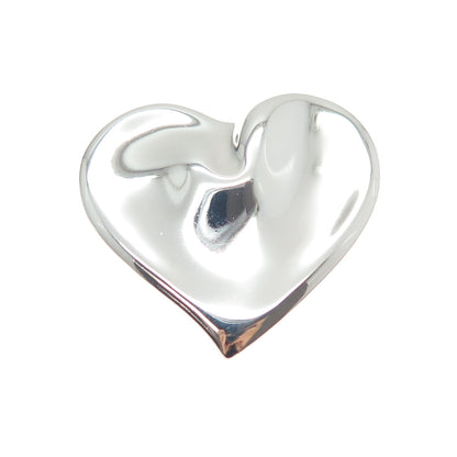 925 Sterling Silver Vintage Mexico Modernist Heart Pin Brooch / Pendant