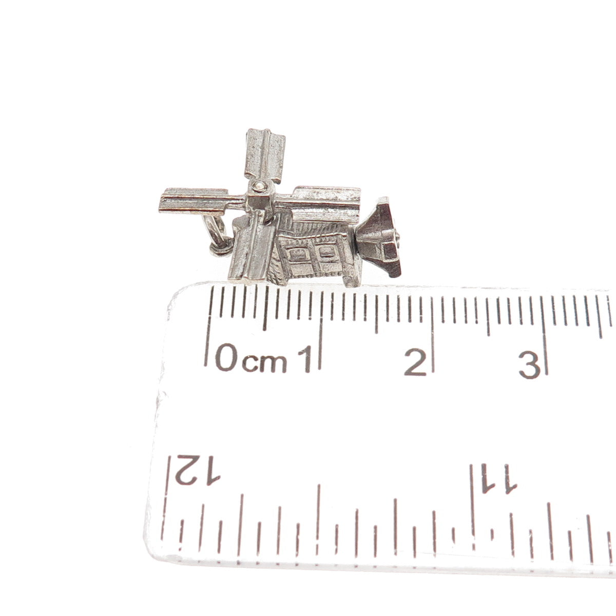925 Sterling Silver Vintage Windmill 3D Mini Charm Pendant