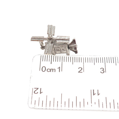 925 Sterling Silver Vintage Windmill 3D Mini Charm Pendant