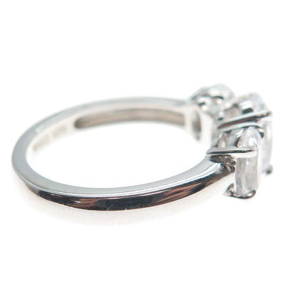 DSMK 925 Sterling Silver Oval-Cut C Z Engagement Ring Size 7.25