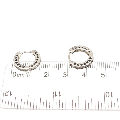 Pandora 925 Sterling Silver Round-Cut C Z Hearts In & Out Hoop Earrings