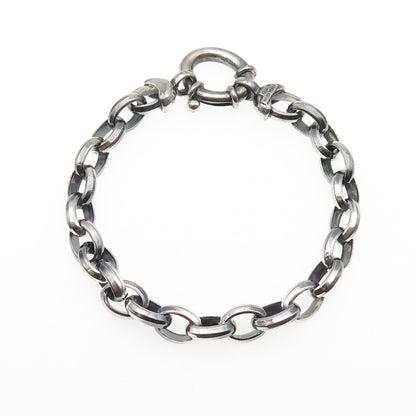 MILOR 925 Sterling Silver Vintage Italy Oval Link Oxidized Bracelet 7"