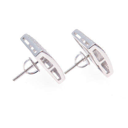 925 Sterling Silver Round-Cut C Z 15mm Square Stud Earrings