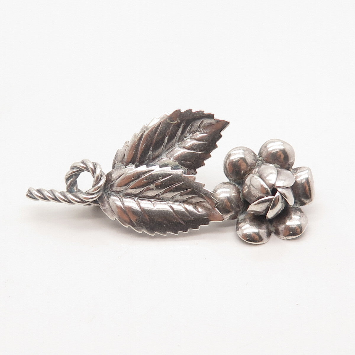 925 Sterling Silver Vintage Floral Leaf Pin Brooch