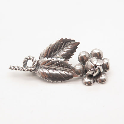 925 Sterling Silver Vintage Floral Leaf Pin Brooch
