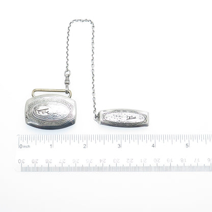 HICKOK Sterling Silver Antique Beltogram Pocket Watch Belt Buckle & Loop Chain