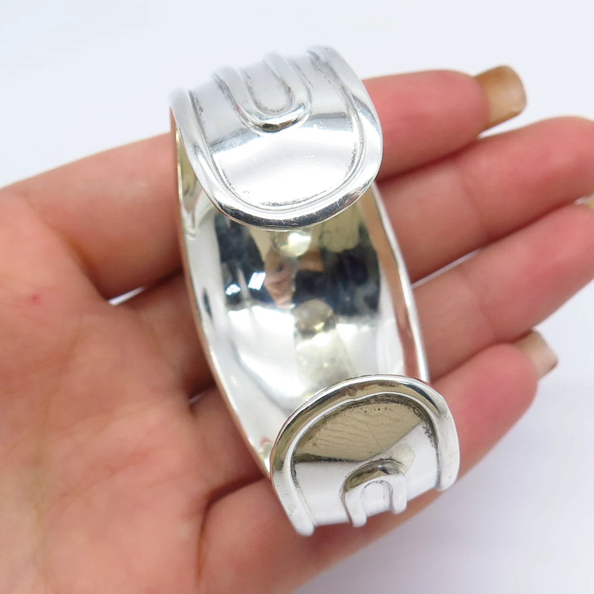 925 Sterling Silver Vintage Mexico Wide Cuff Bracelet 6"