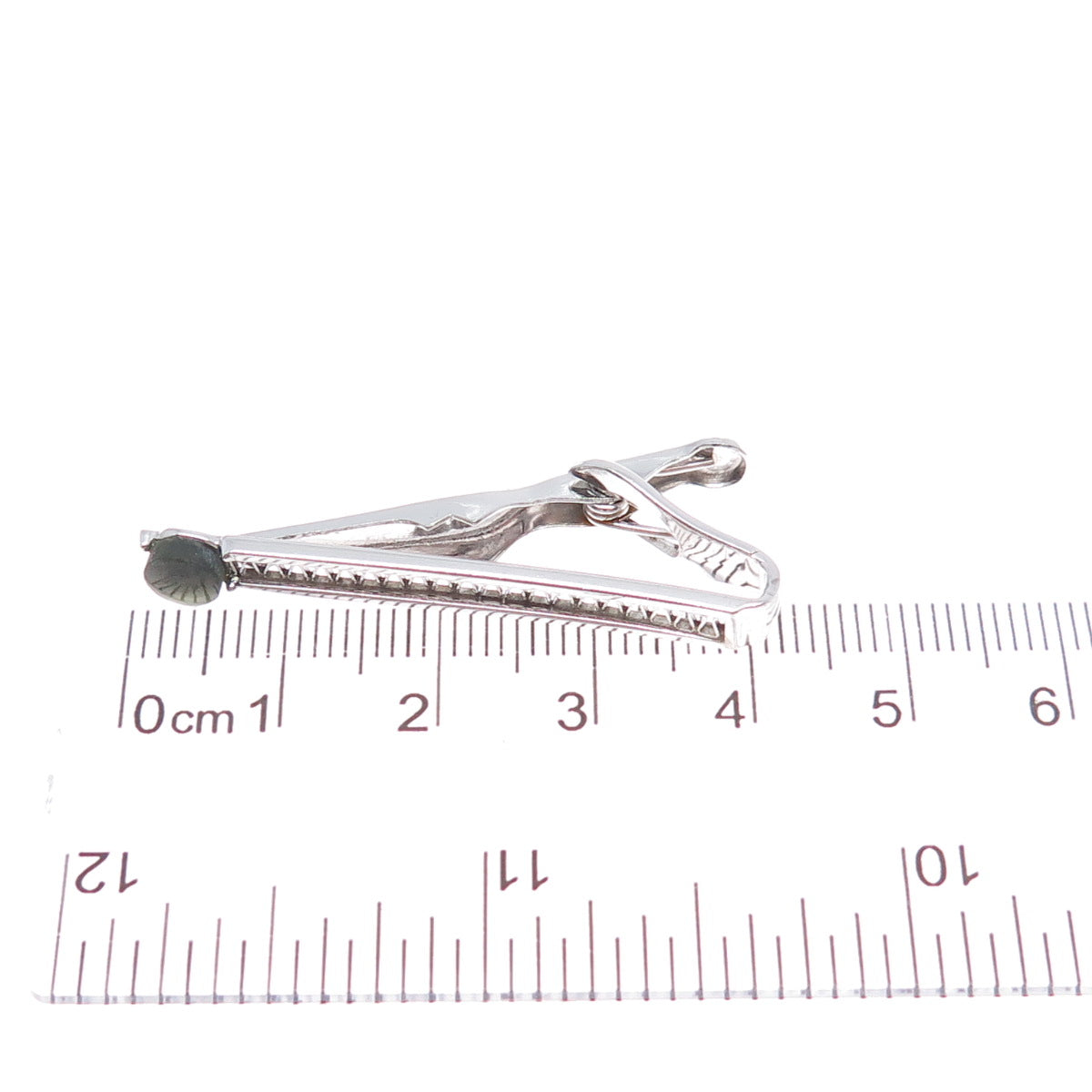 SWANK 925 Sterling Silver Antique Art Deco Real Jade Filigree Tie Clip