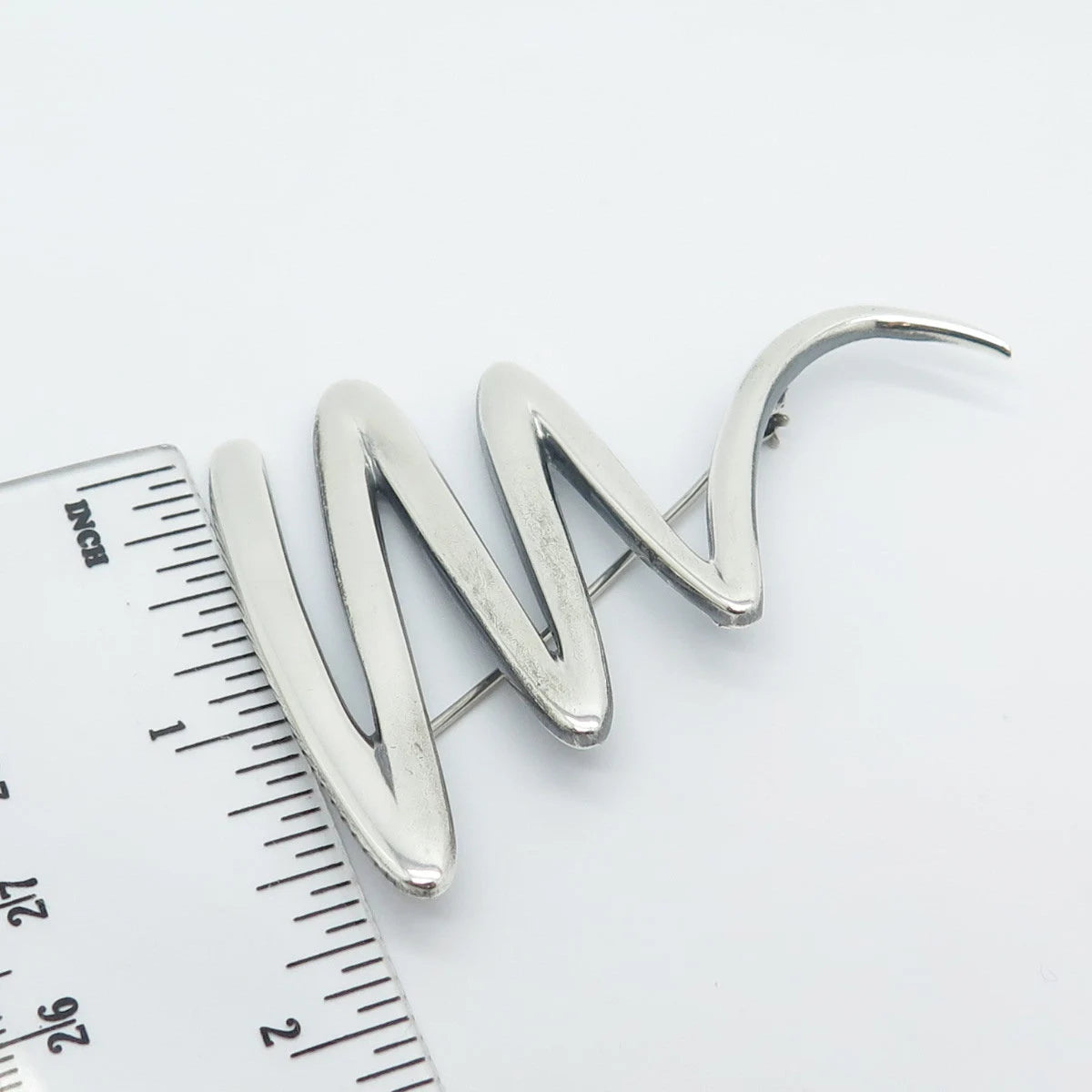 925 Sterling Silver Vintage Zigzag Pin Brooch