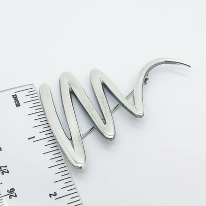 925 Sterling Silver Vintage Zigzag Pin Brooch