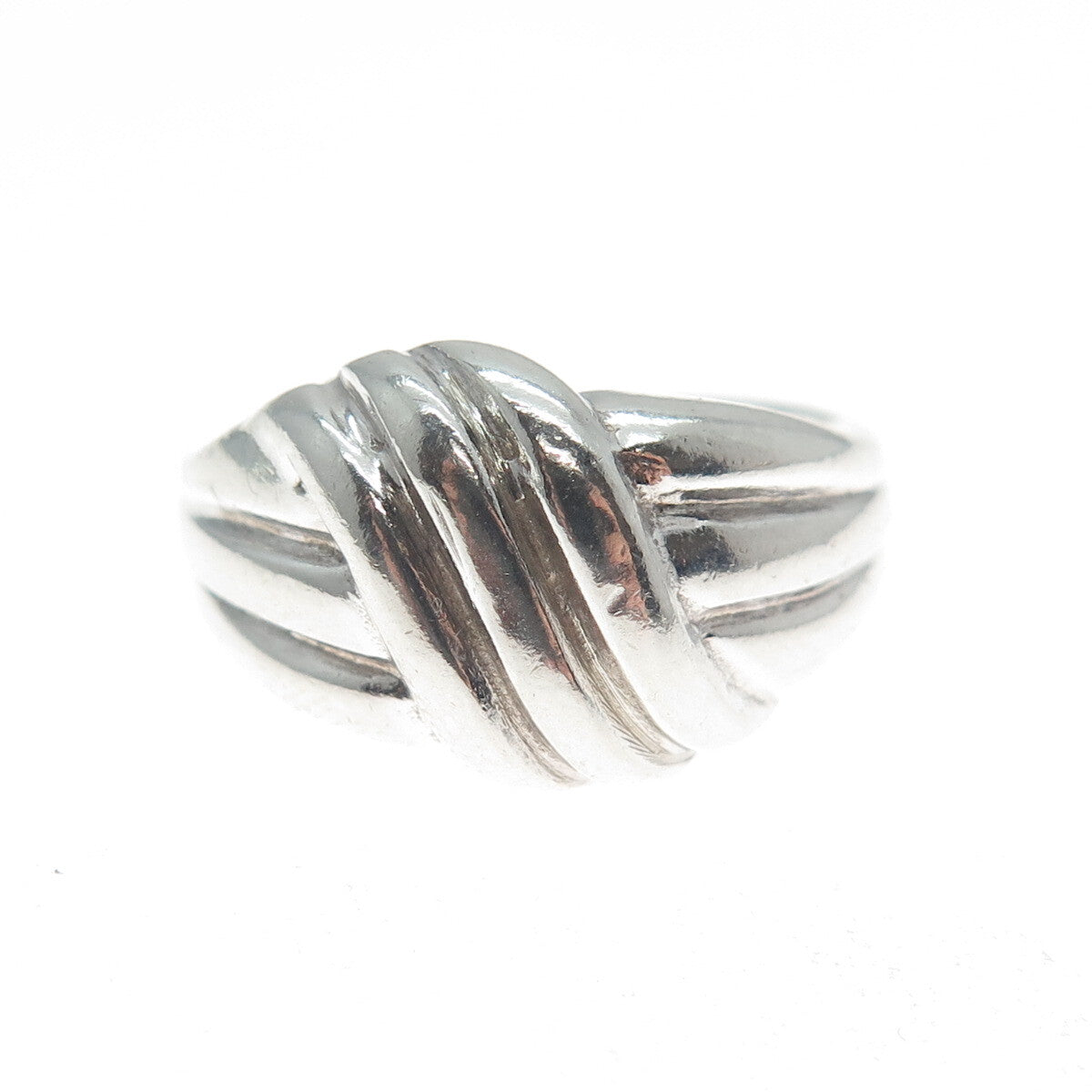 925 Sterling Silver Vintage Modernist Wavy Ring Size 7