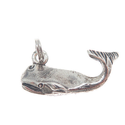 GUGLIELMO CINI 925 Sterling Silver Vintage Whale Minimalist 3D Charm Pendant