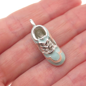 E. Pearl 925 Sterling Silver Vintage Enamel Sneakers Shoe 3D Charm Pendant