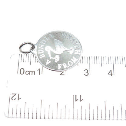 A & Z 925 Sterling Silver Vintage A Bundle from Heaven Stork Charm Pendant