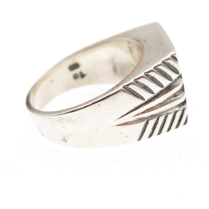 925 Sterling Silver Vintage Real Black Onyx Oxidized Ring Size 9.75