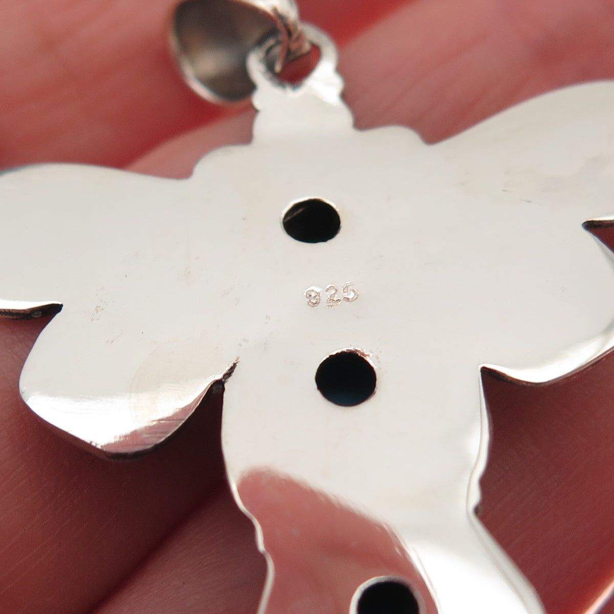 925 Sterling Silver Vintage Real Turquoise Dragonfly Oxidized Charm Pendant