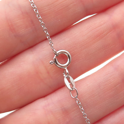 925 Sterling Silver Real Diamond Fleur de Lis Key Cable Chain Necklace 18"