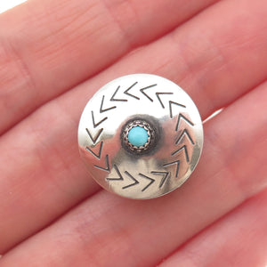 Old Pawn Sterling Silver Vintage Turquoise Snake Eye Concho Tribal Clip Button