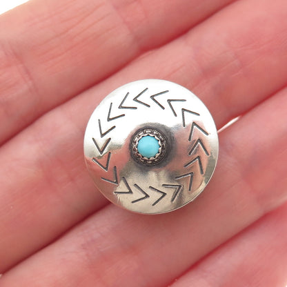 Old Pawn Sterling Silver Vintage Turquoise Snake Eye Concho Tribal Clip Button