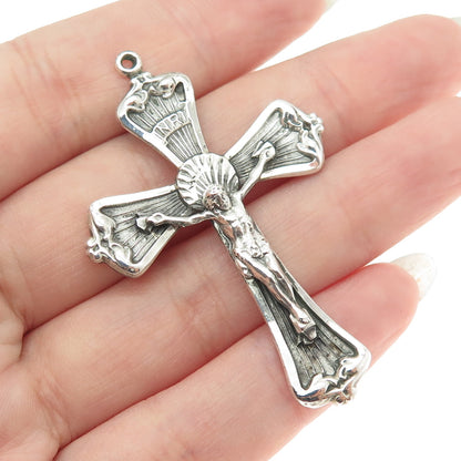 925 Sterling Silver Antique Art Deco Crucifix Cross Religious Pendant