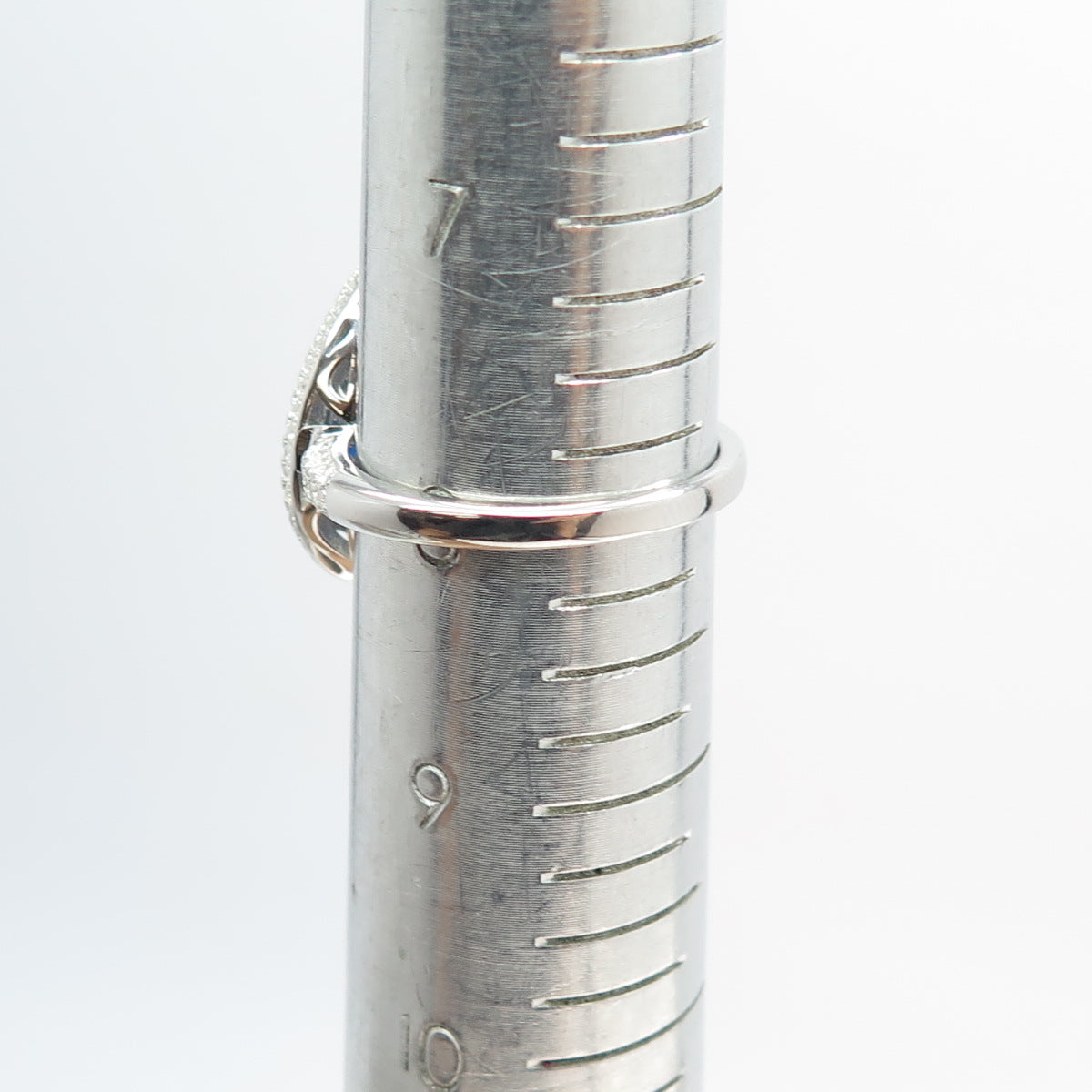 925 Sterling Silver Pear & Round-Cut Blue White C Z Ring Size 8