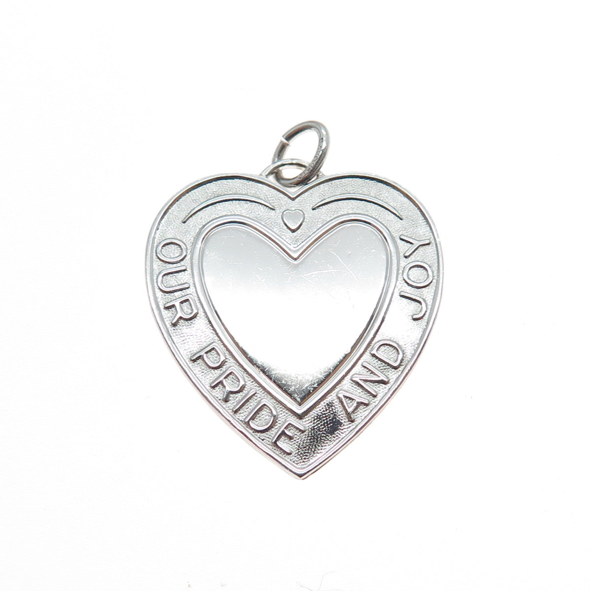 925 Sterling Silver Vintage Our Pride And Joy Heart Charm Pendant