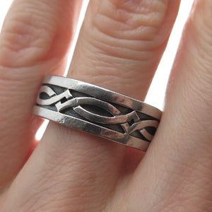 925 Sterling Silver Vintage Celtic Knot Band Ring Size 10.25