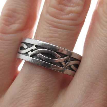 925 Sterling Silver Vintage Celtic Knot Band Ring Size 10.25