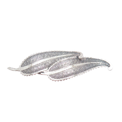 BEAU 925 Sterling Silver Vintage Feather Oxidized Pin Brooch