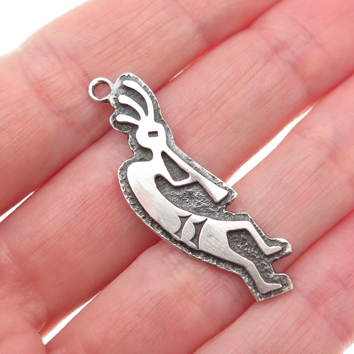 Old Pawn Sterling Silver Vintage Southwestern Kokopelli Oxidized Charm Pendant