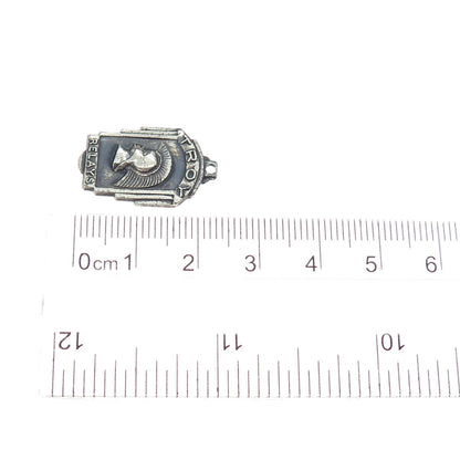 TROPHY CRAFT 925 Sterling Silver Vintage 1952 Troy Relays Oxidized Charm Pendant