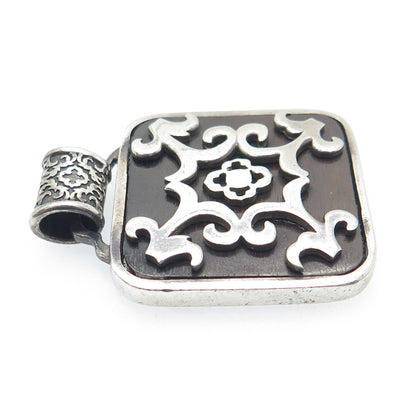 925 Sterling Silver Vintage Ornate Modernist Slide Pendant