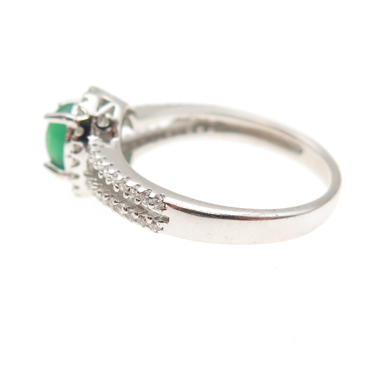 925 Sterling Silver Real Opal & C Z Ring Size 5.25