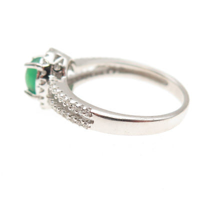 925 Sterling Silver Real Opal & C Z Ring Size 5.25
